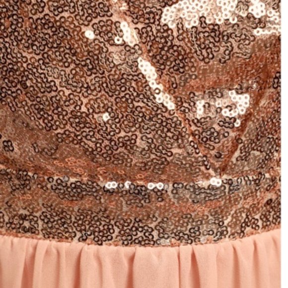 LULU's NWT - Elegant Encounter Rose Gold Sequin Maxi Dress - Picture 5 of 5